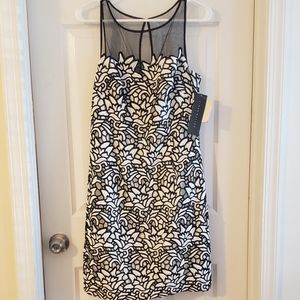 AIDAN MATTOX Black & White Floral Dress